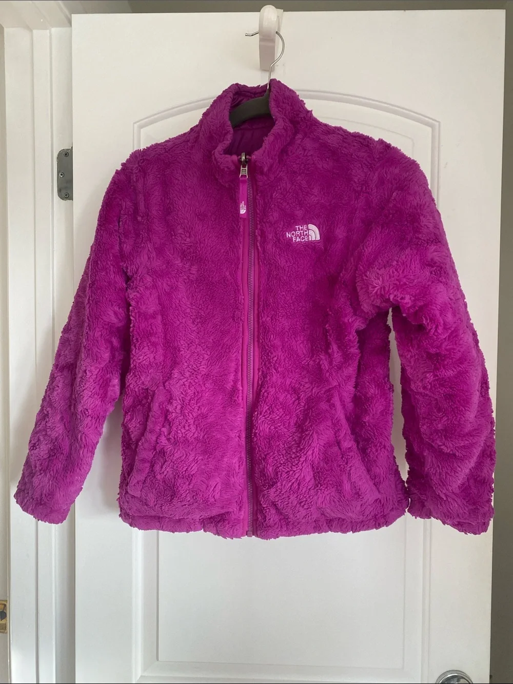 The North Face Girls' Reversible Mossbud Swirl Jacket Puffer Magenta L (14/16)
